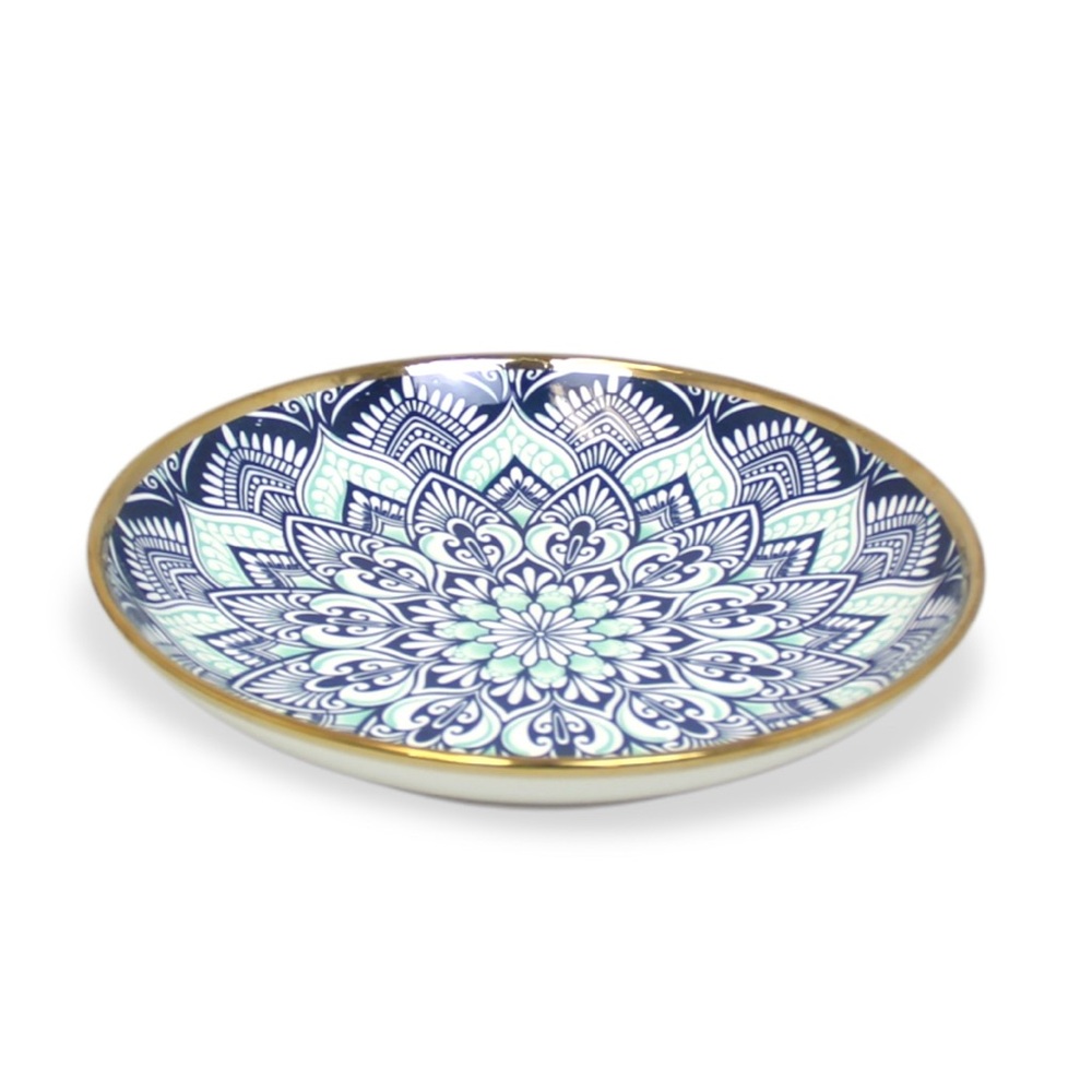 Mandala Design Blue and Gold Plate